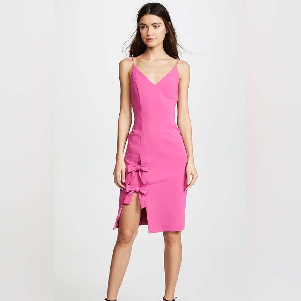 Black Halo Mistic Pink Bow Slit Dress 4